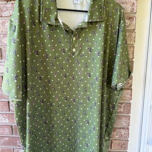 Men's Green Polo Shirt with Pattern